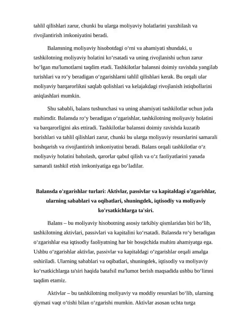 Balansda ro’y beradigan o’zgarishlar 4