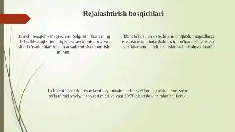 Rejalashtirishning mohiyati va biznes jarayonlari 4