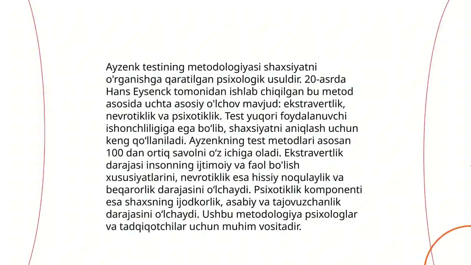 Ayzenk soʻrovnomasi yordamida haydovchining shaxsini oʻrganish 4