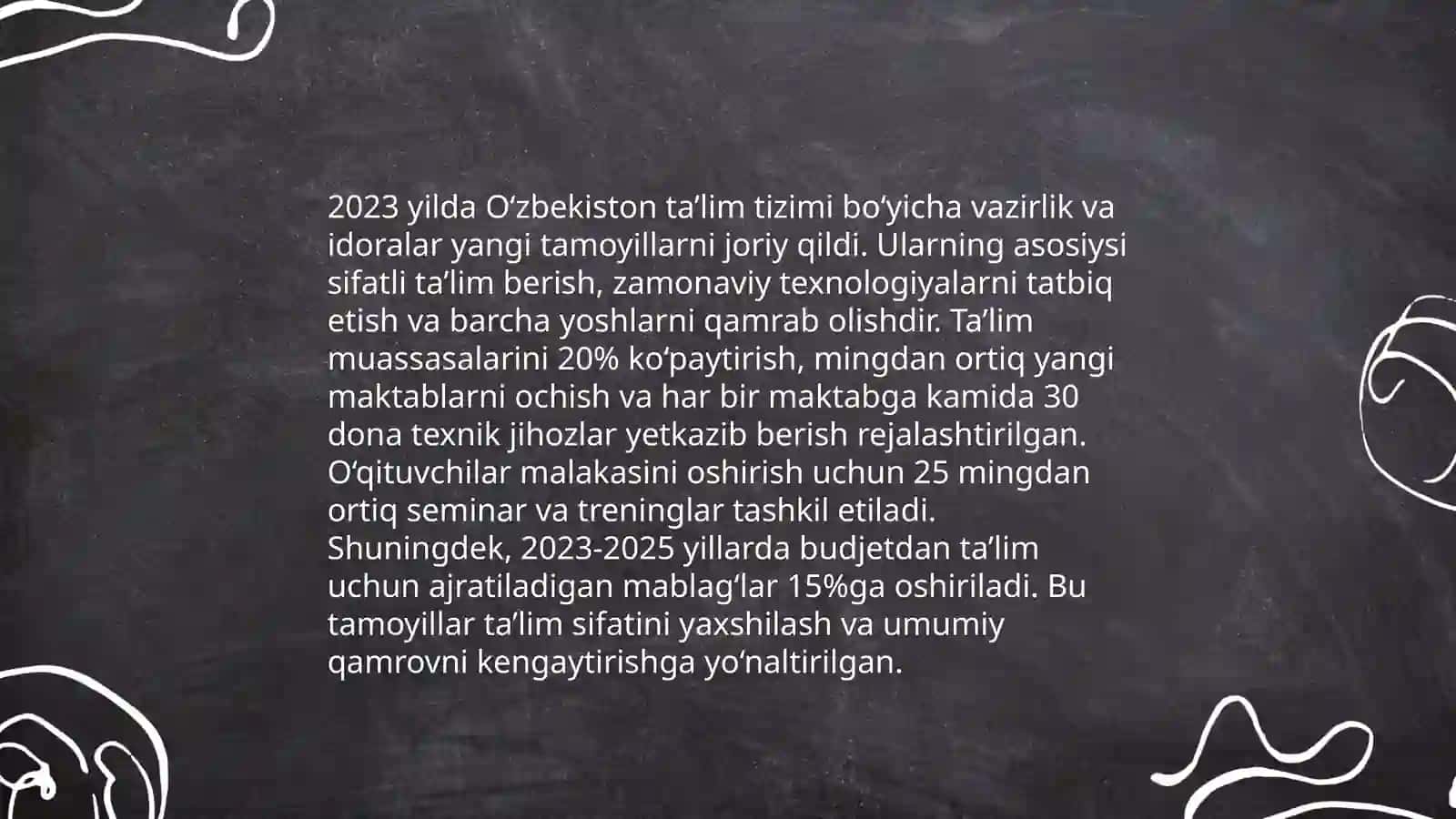 Oʻzbekiston Respublikasi ta'lim sohasida oʻzgarishlar 4