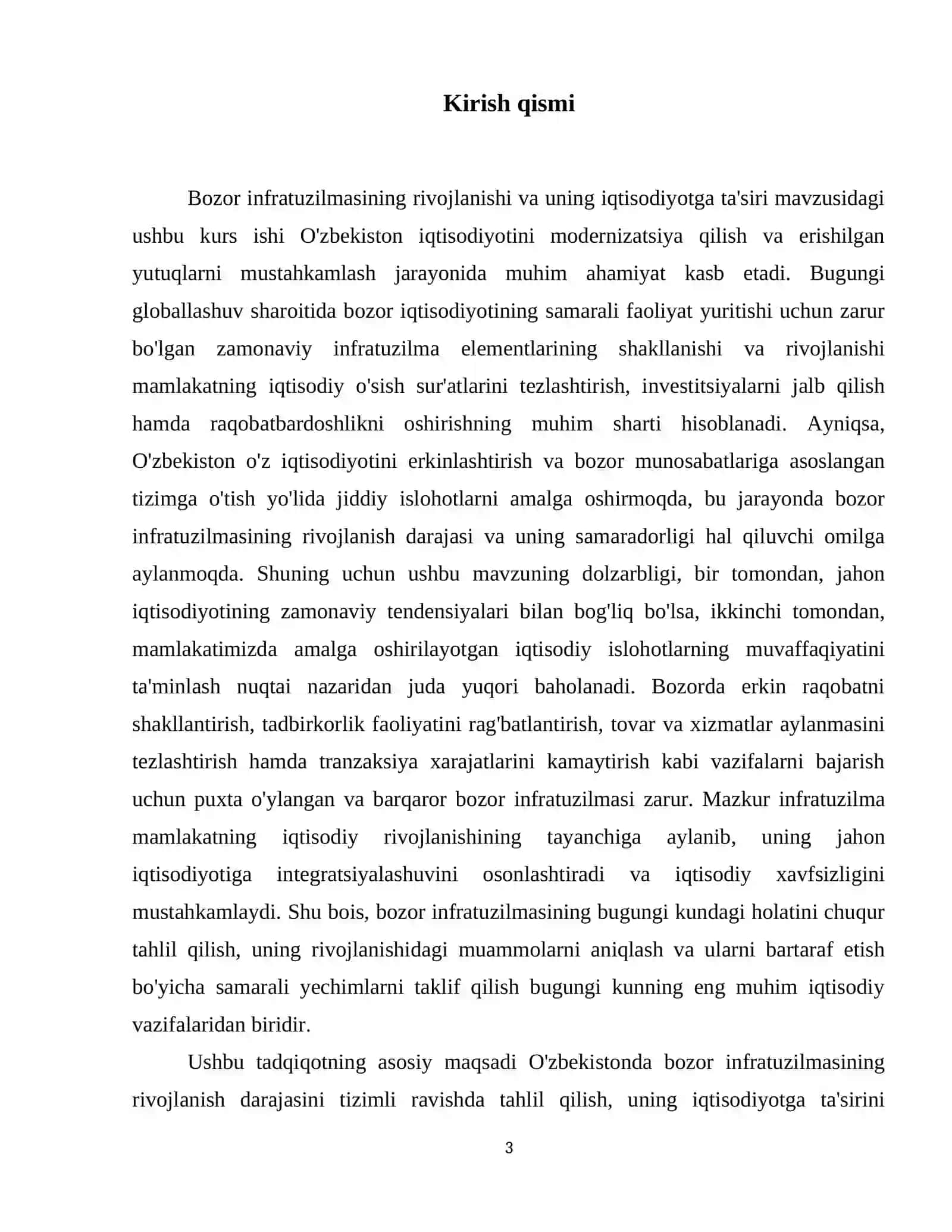 Bozor infratuzilmasining rivojlanishi va uning iqtisodiyotga ta'siri 4