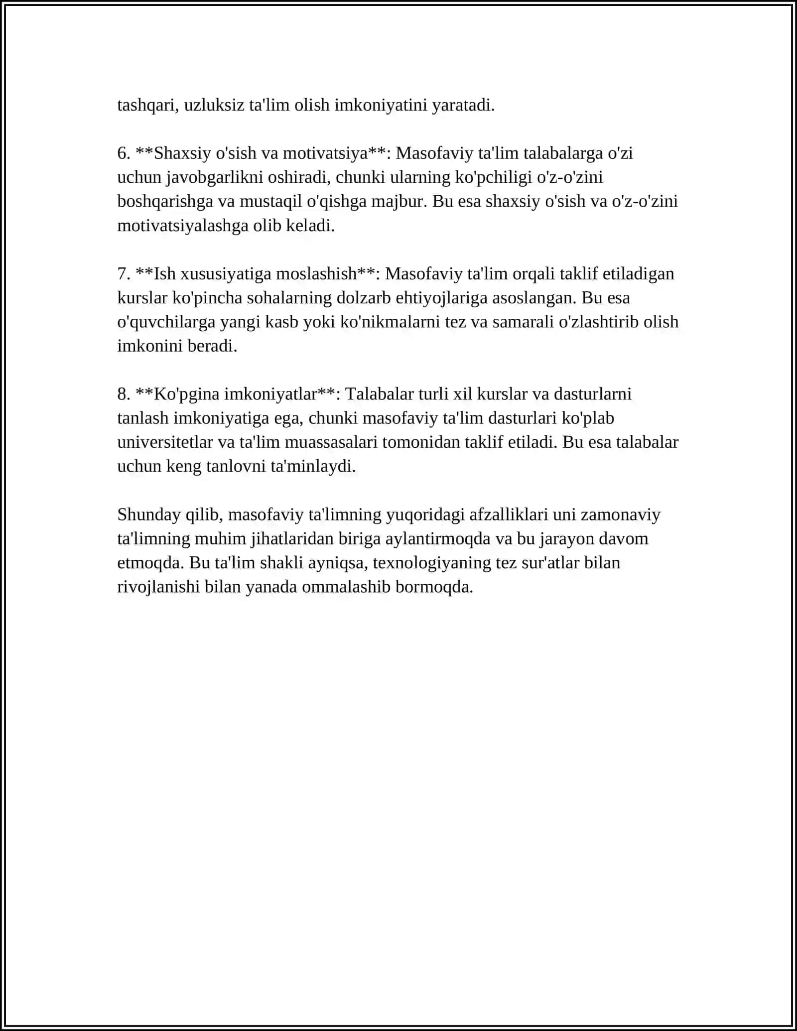 MUSTAQIL ISH Mavzu: MASOFAVIY TA'LIM TEXNOLOGIYALARI 4