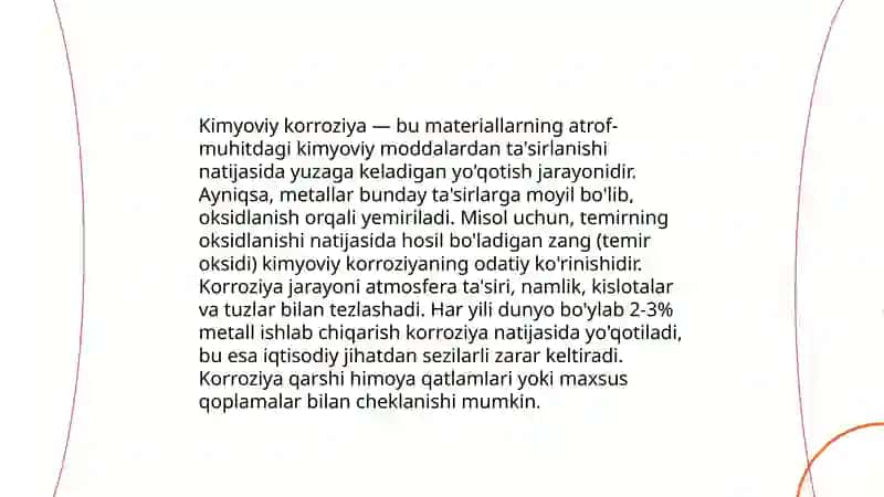 Metallar karroziyasini o'rganish 4