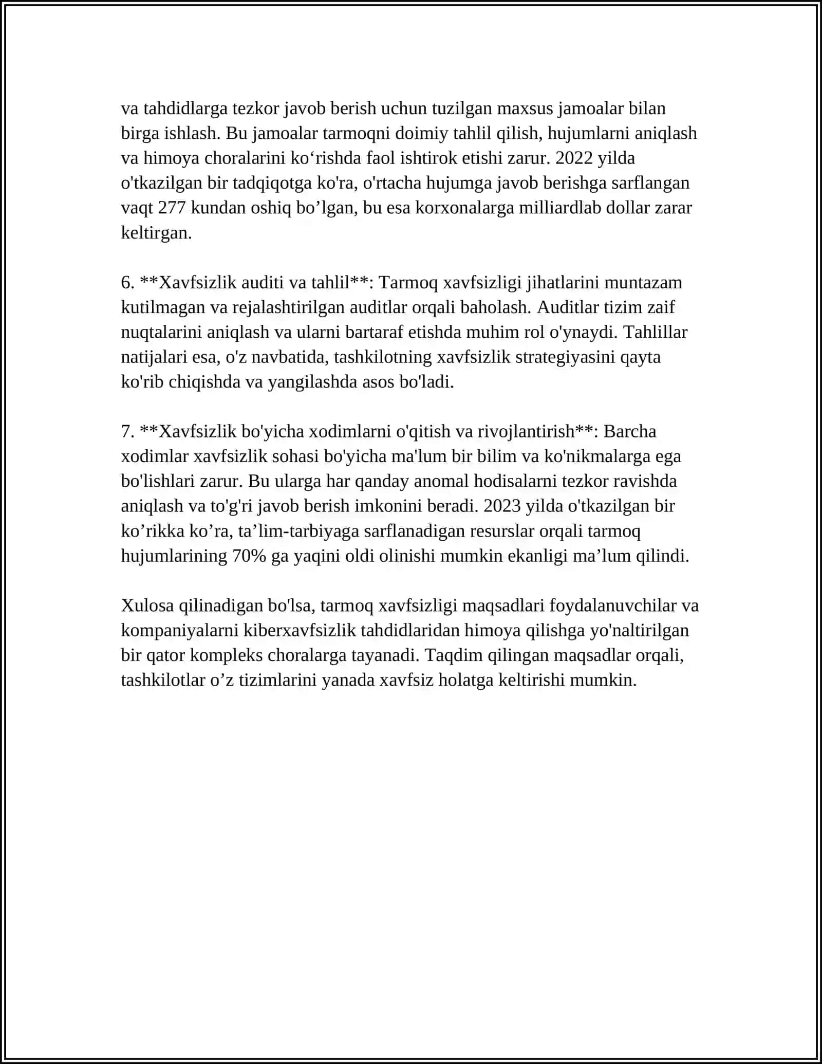 TARMOQ XAVFSIZLIGI STANDARTLARI (O'ZDST ISO/IEC 27033) MAZMUNI VA UNING MOHIYATI 4