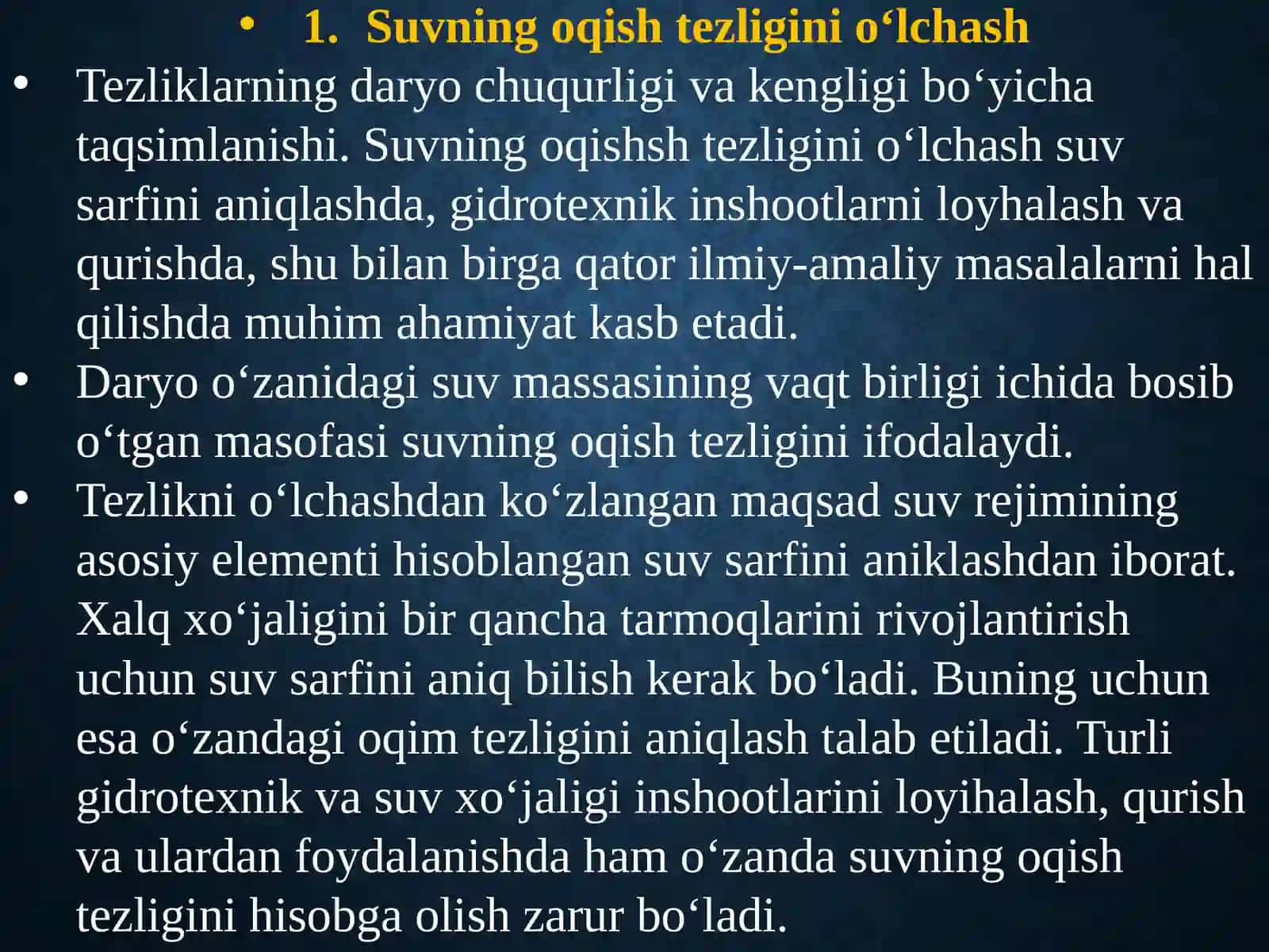 Suvning oqishtezligini o'lchash 4