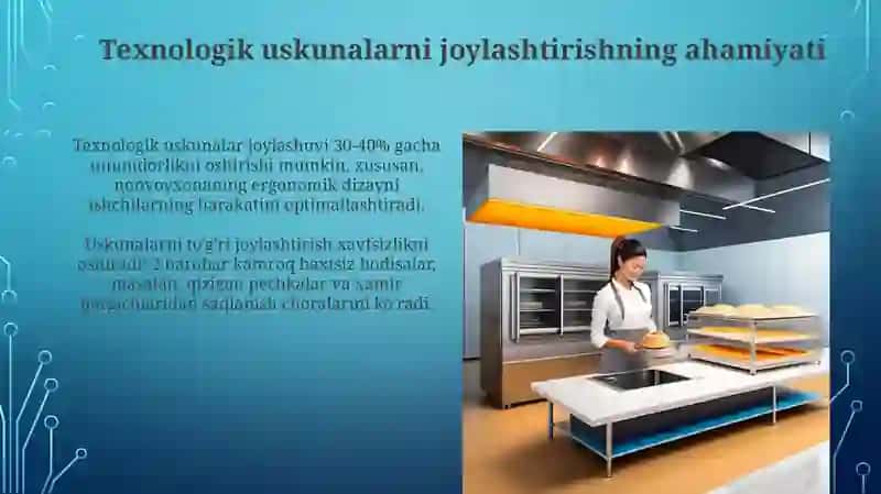 Pishirish sexidagi texnologik jihozlarini joylashtiruvini organish 4