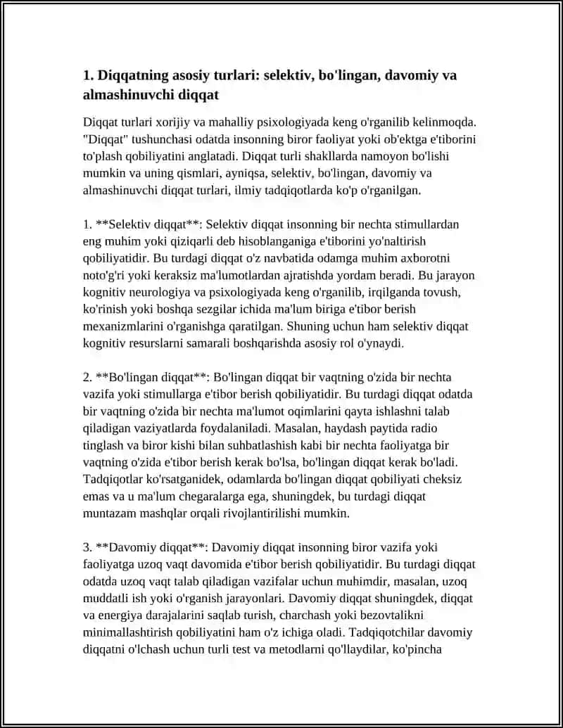 DIQQAT: TURLARI, XUSUSIYATLARI, TARQATISH MODELLARI 4