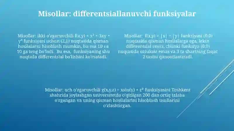 Qisman hosilalar va differentsiallik 4