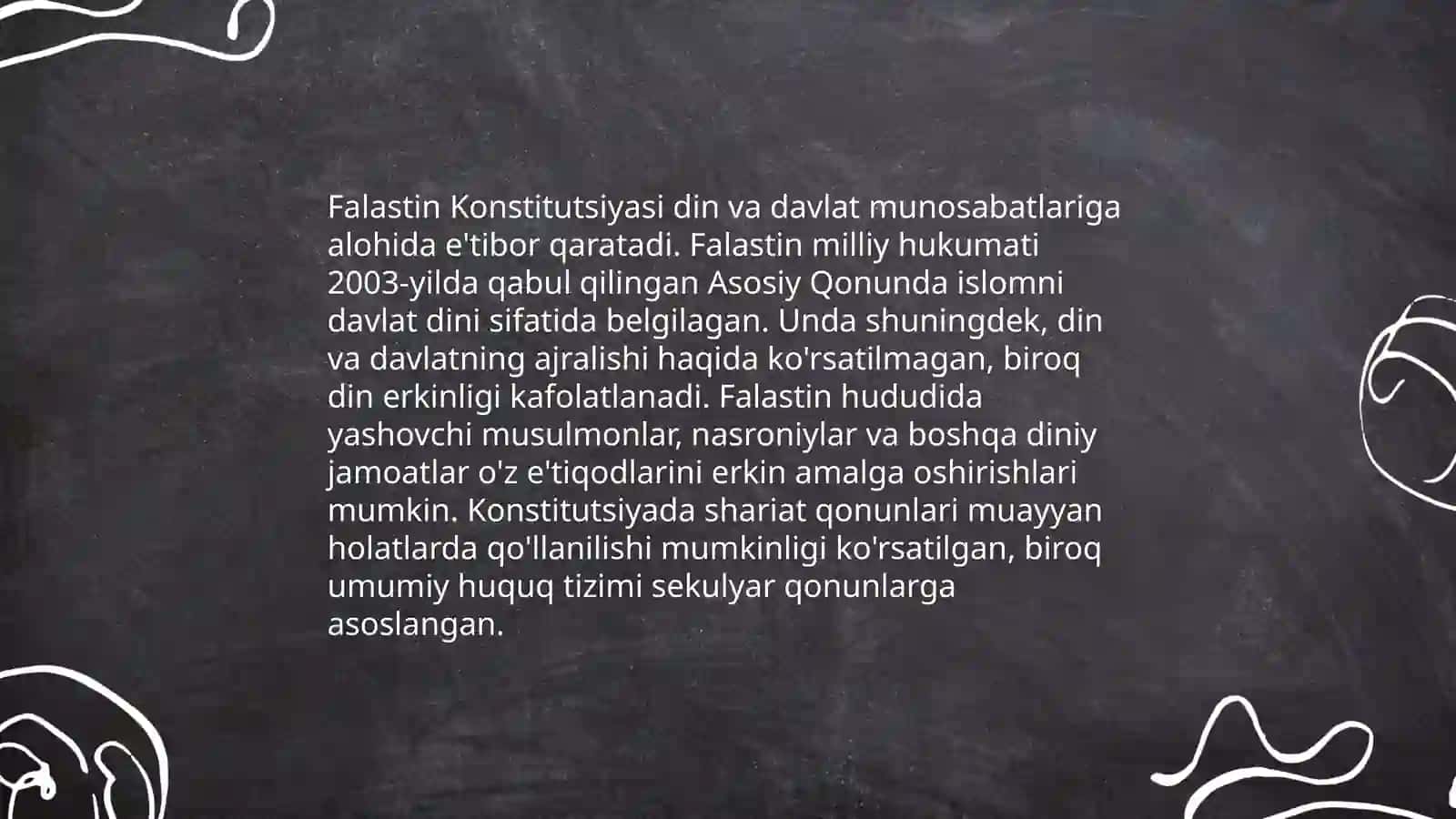Falastin davlatining dinga bo'lgan munosabati va hozirgi kunda din 4