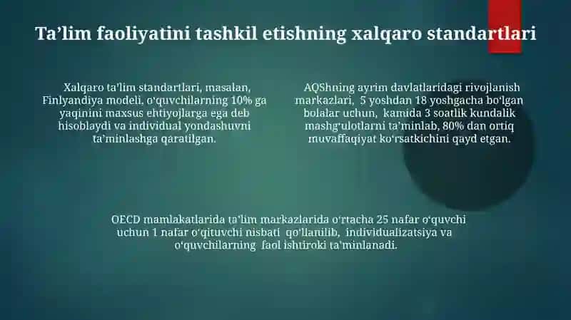 Rivojlanturuvchi markazlarda ta'limiy faoliyatni tashkil etishda xorijiy tajribalar tahlili 4