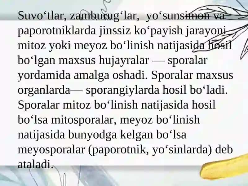 O’simliklarning qayta tiklanishi va ko’payishi 4