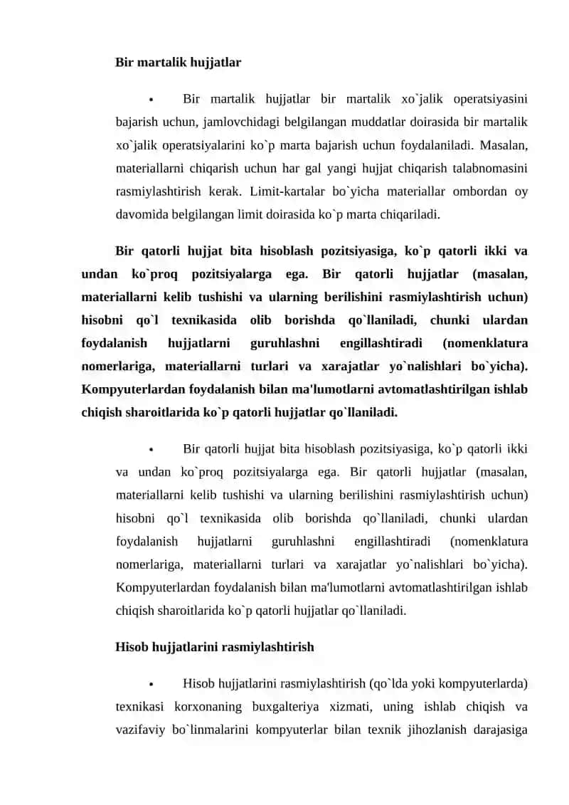 Buxgaltеriya hujjatlarining turlari va ularni turkumlanish 4