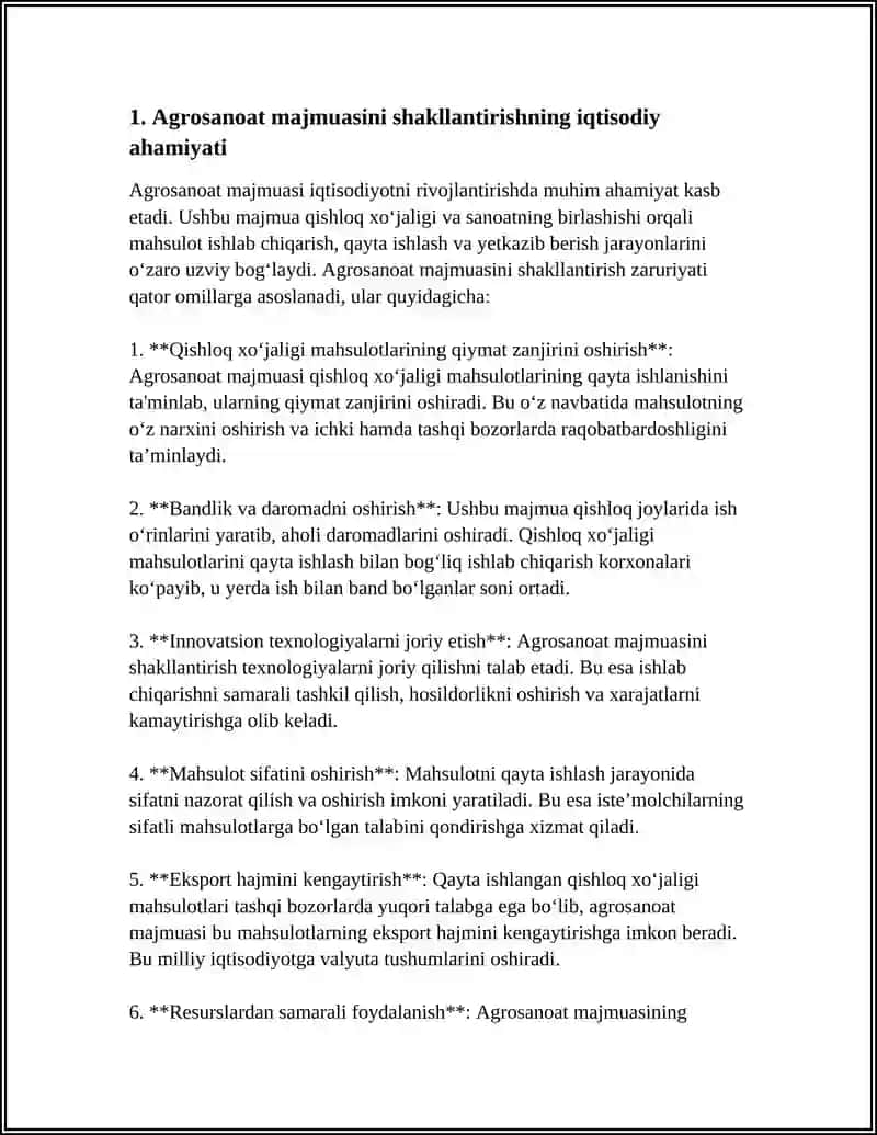 AGROSANOAT MAJMUASINI SHAKLLANTIRISH ZARURIYATI 4