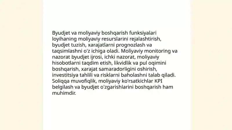 Tuzilish va loyihalarni boshqarish funksiyalari 4