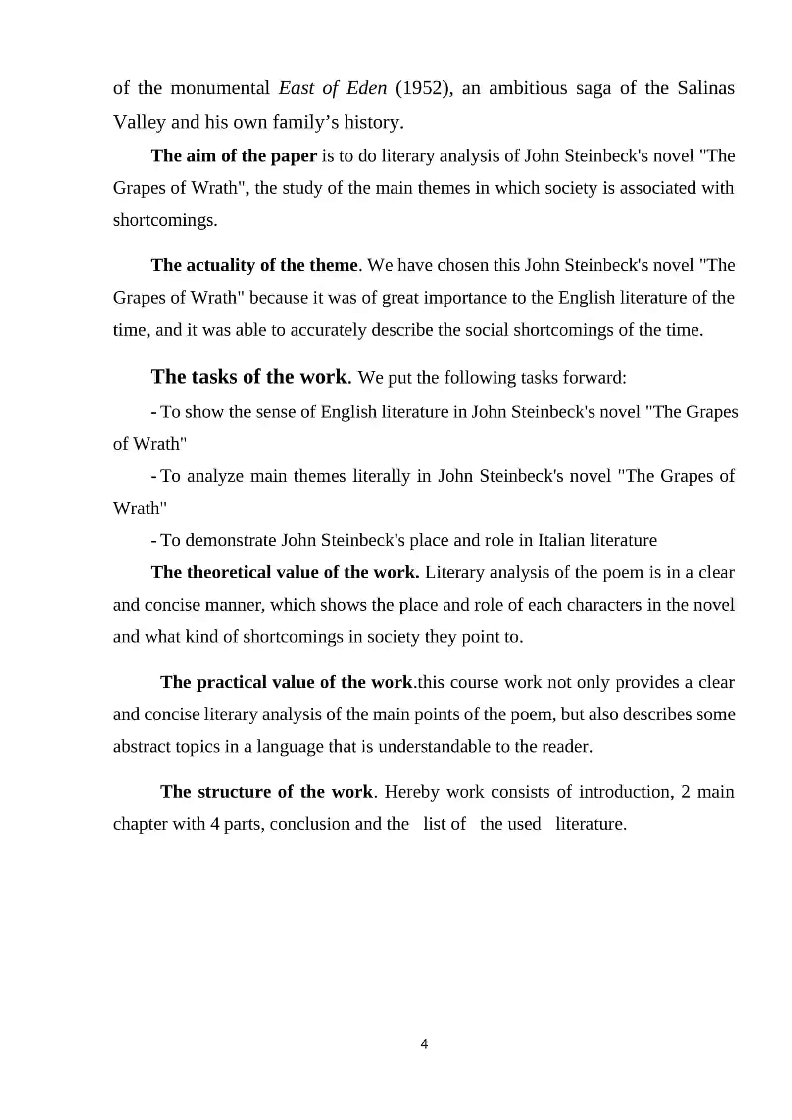Course paper on "Description of social life in the Grapes of Wrath by John Steinbeck" 4