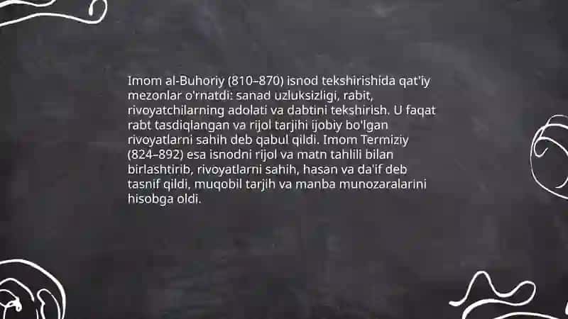 Imom Buhoriy va Imom Termiziyning hadis ilmiga qo'shgan hissalari qiyosiy tahlili 4