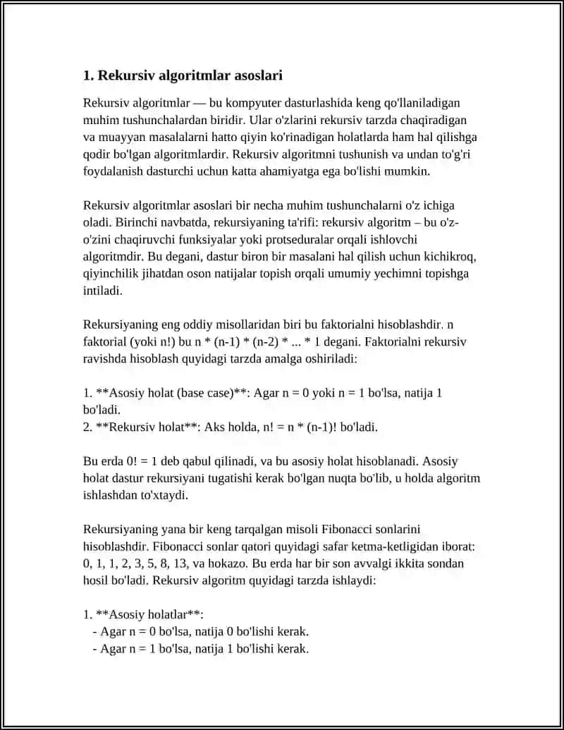 REKURSIV HISOBLASH ALGORITMLARI VA REKURSIV FUNKSIYALAR 4