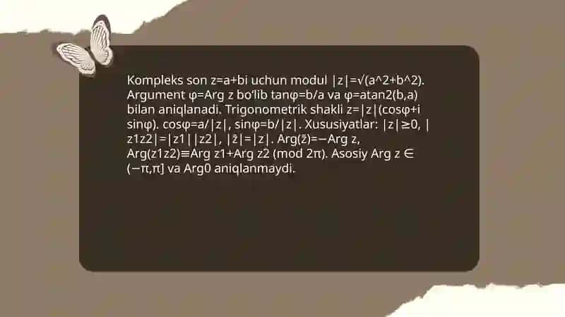 Kompleks sonlar va ularning trigonometrik shakli 4
