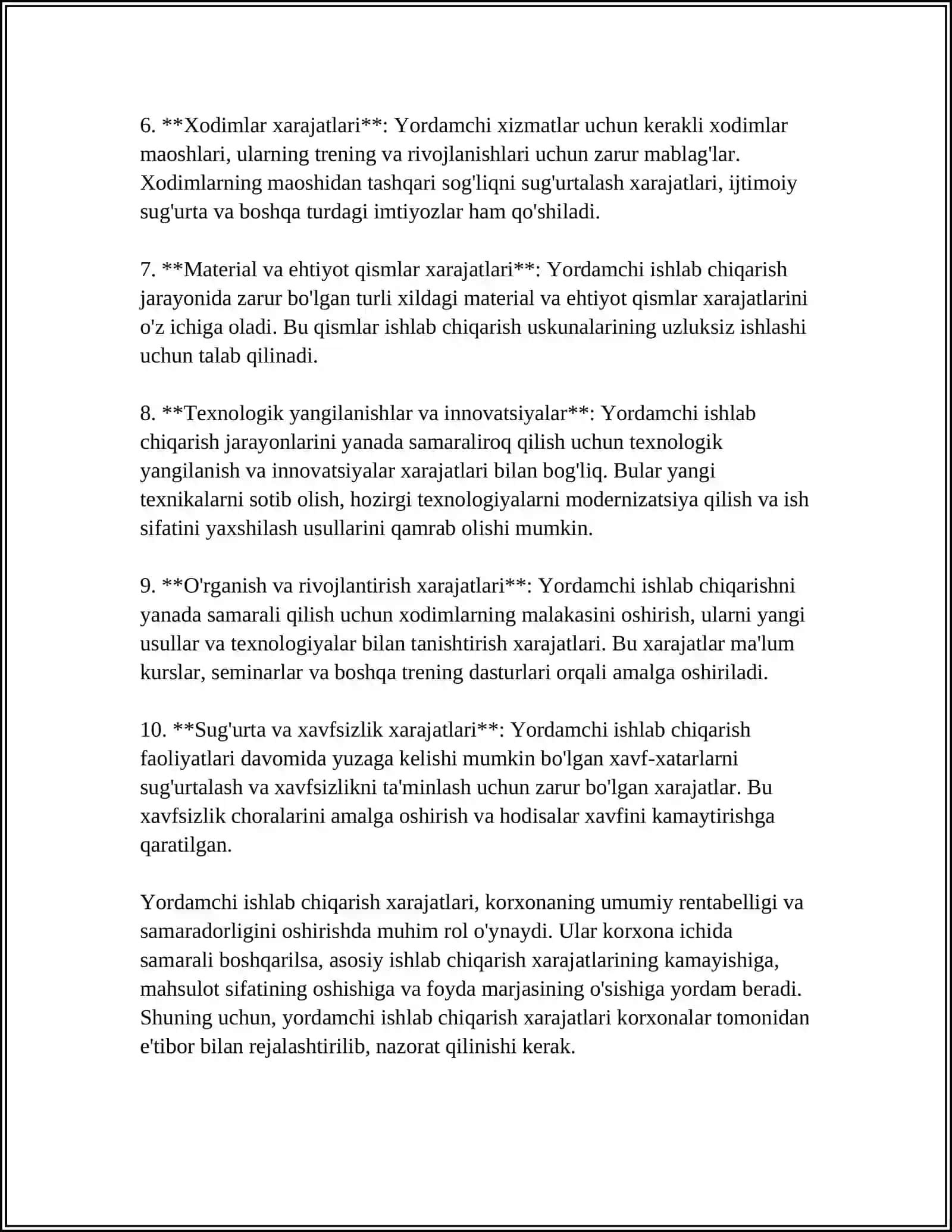 YORDAMCHI ISHLAB CHIQARISH XARAJATLARNING BUXGALTERIYA HISOBI VA AUDITI 4