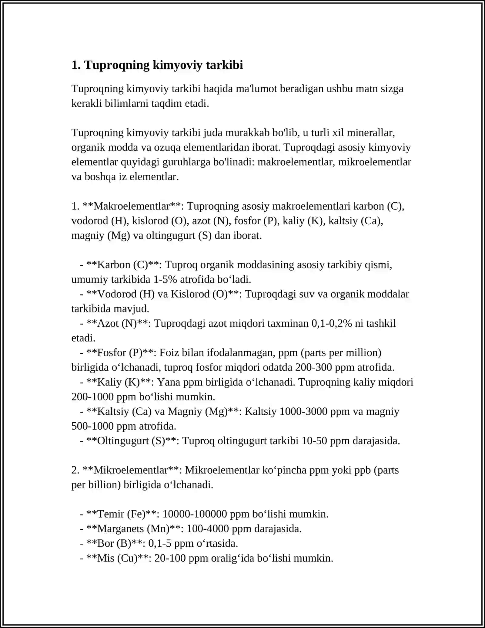 Tuproqning kimyoviy tarkibi va tupqoqdagi kimyoviy elementlar 4