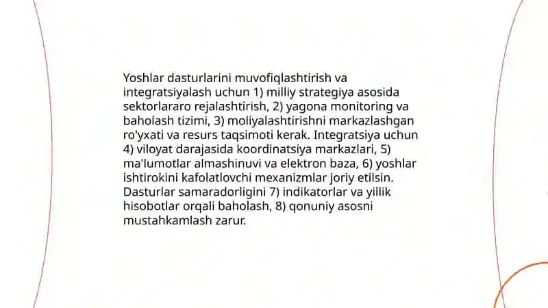 Yoshlarga oid davlat siyosatini izchil va samarali tashkil etish 4