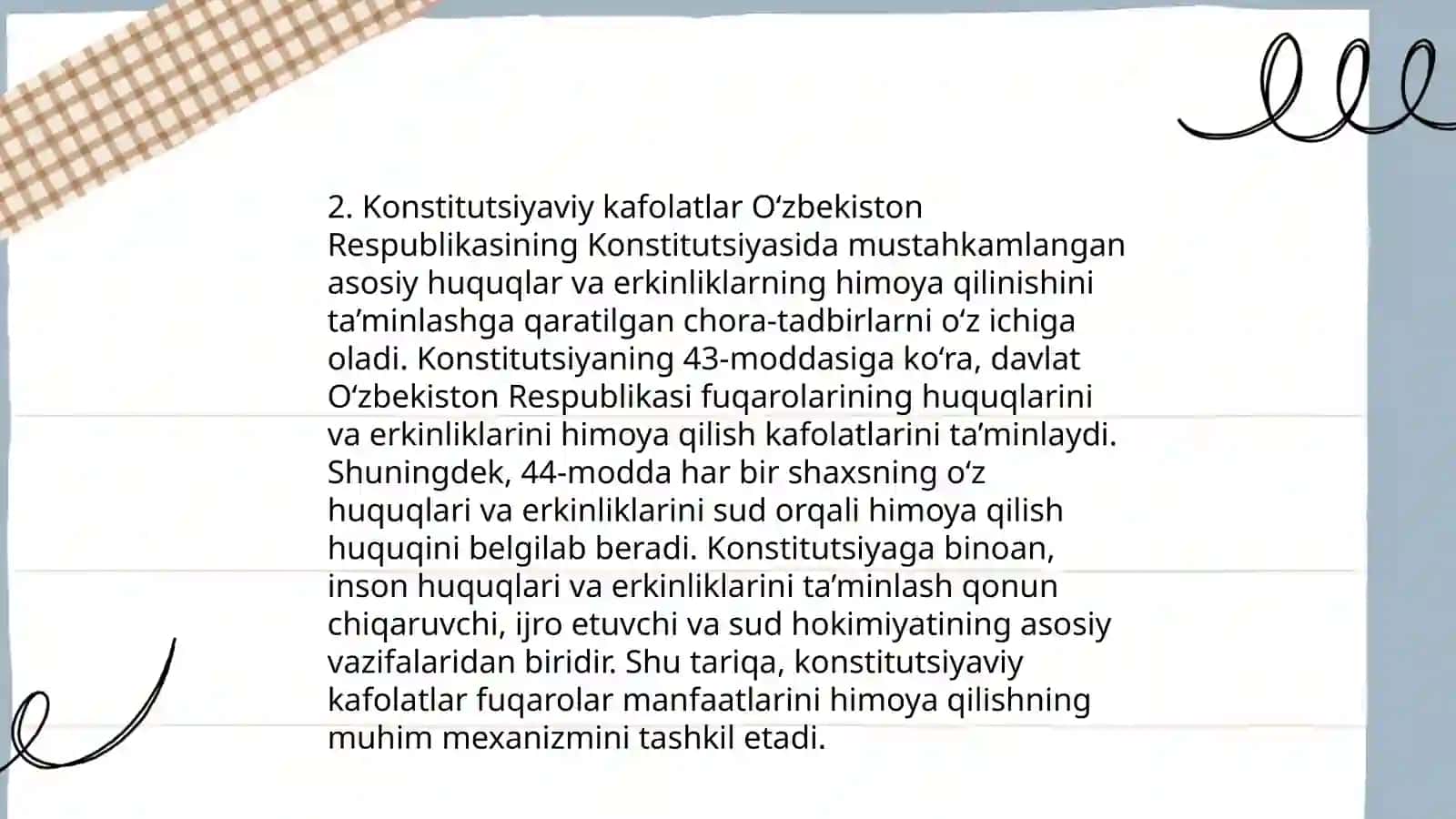 Huquq va erkinliklarning kafolatlari 4