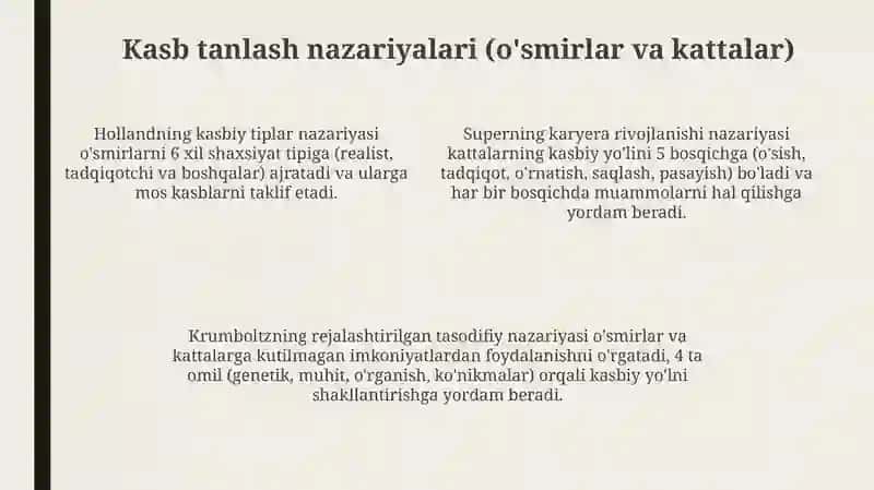 Kasb tanlashga yoʻnaltirish va kasb tanlash 4