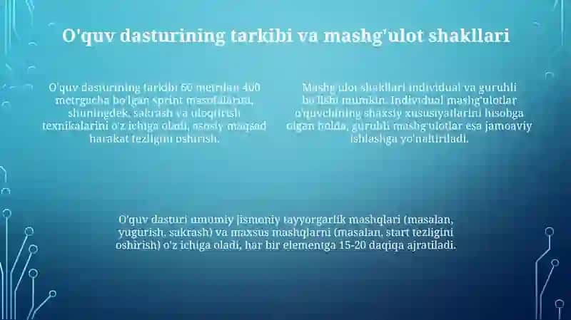 Trek va yengil atletika mashg'ulotlari 4