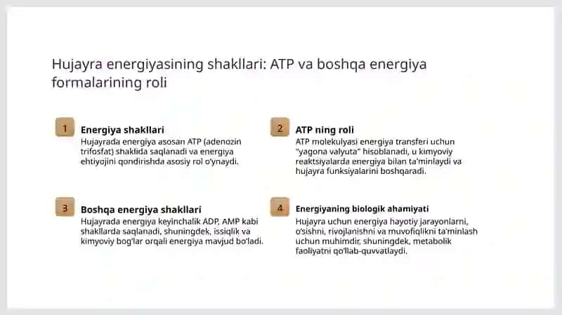 Mikroorganizmlarda energiya olish usullari va hujayra energiyasining shakllari 4