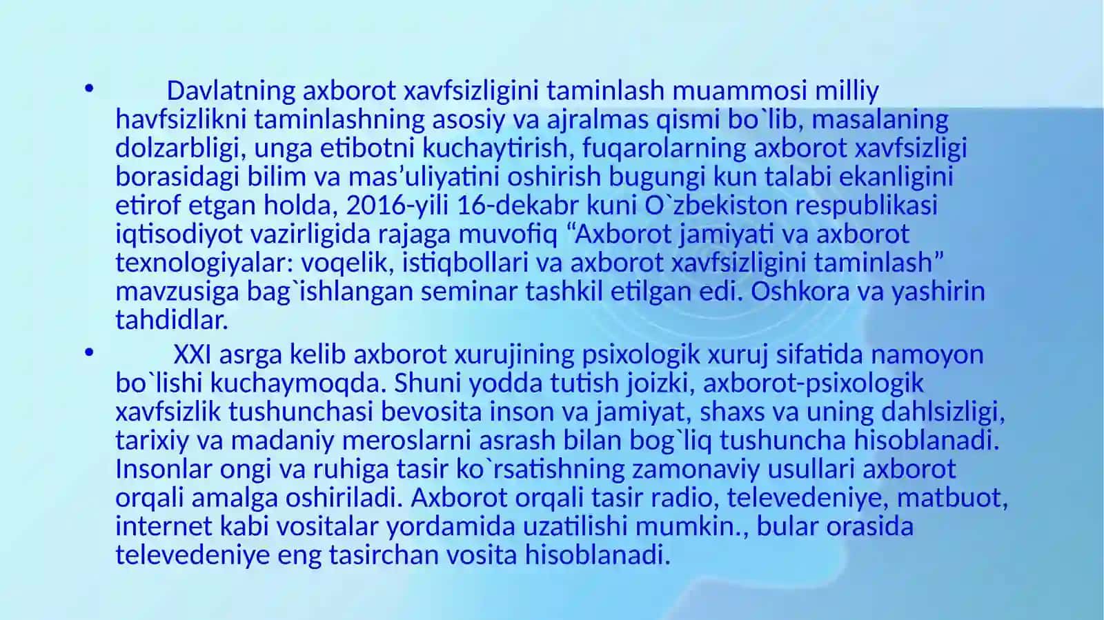 Axborotnisaqlash, ishlovberish va himoyalashning zamonaviy texnologiyalari 4