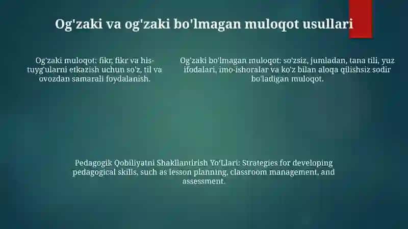 Pedagogik Qobiliyatni Shakllantirish YoʻLlari 4