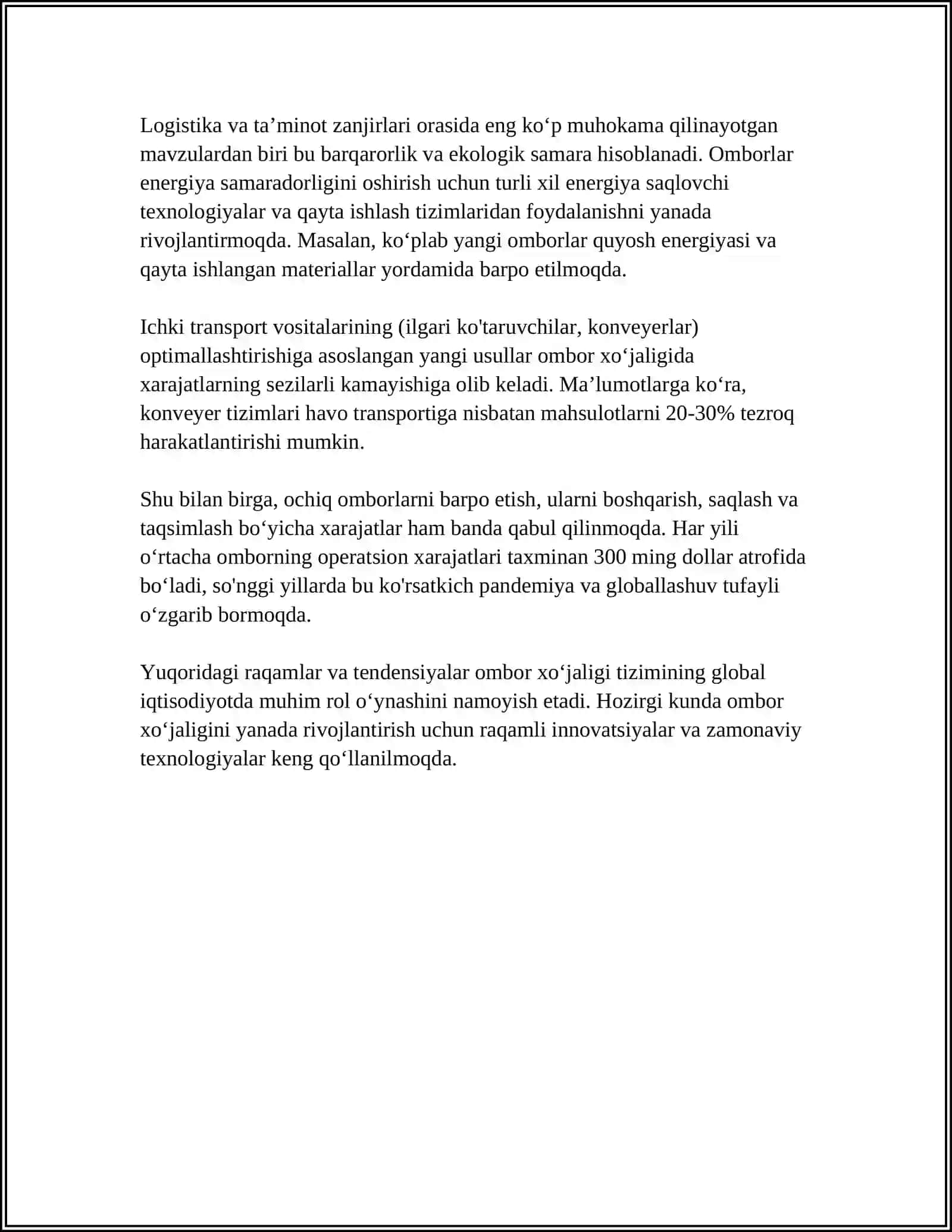 OMBOR XOʻJALIGINI TASHKIL ETISHNING ASOSIY PRINSIPLARI VA ULARNING TURLARI 4