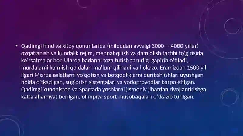 Gigiyenaning qadimgi davrda shakllanishi XIX va XX asrlardagi taraqqiyoti 4