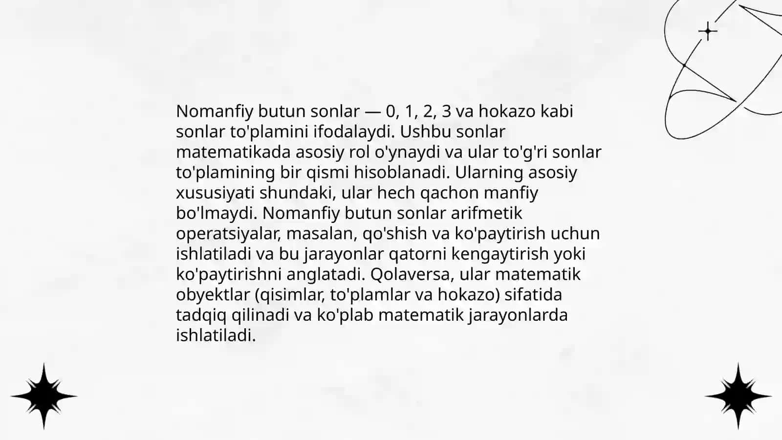Nomanfiy butun sonlar to'plamini aksiomatik asosda qurish. Matematik induksiya metodi 4