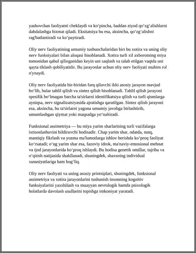 OLIY NERV FAOLIYATI.FUNKSIONAL ASSIMETRIYA VA XOTIRA 4