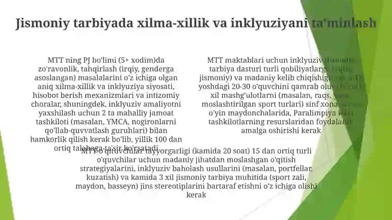 MTT larda jismoniy tarbiya berish usullari 4