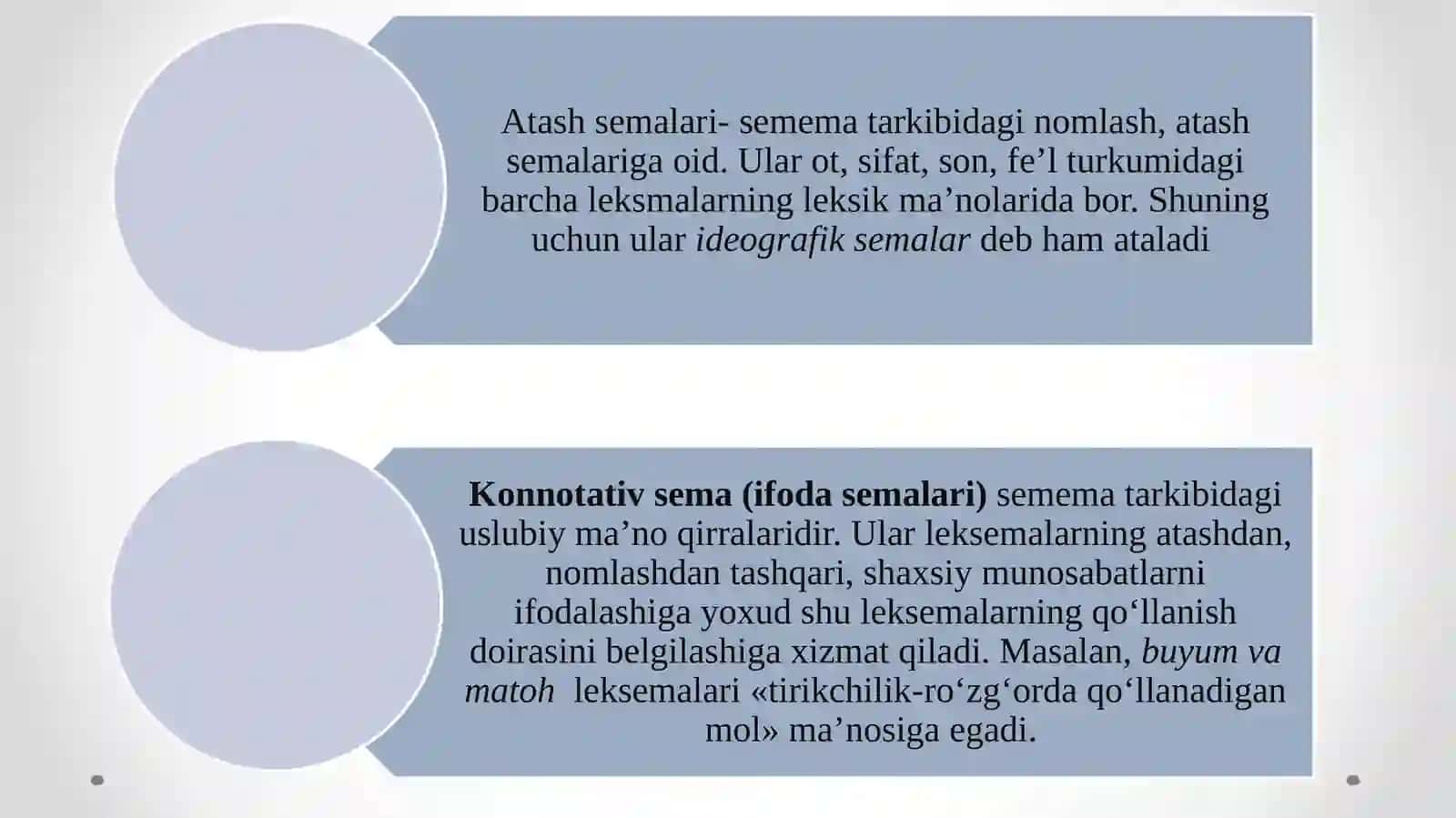 SEMEMA VA NUTQIY MA’NO, ULARNING TURLARI VA XUSUSIYATLARI 4