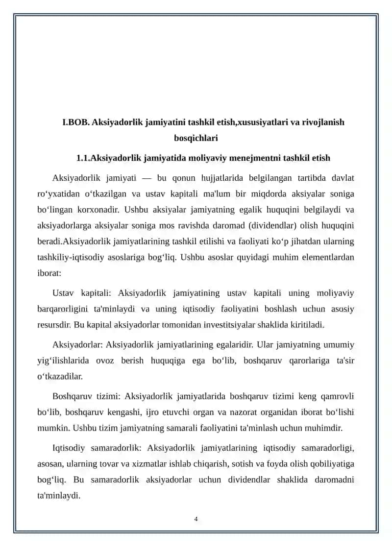 Aksiyadorlik jamiyatlarining tashkiliy-iqtisodiy asoslari 4