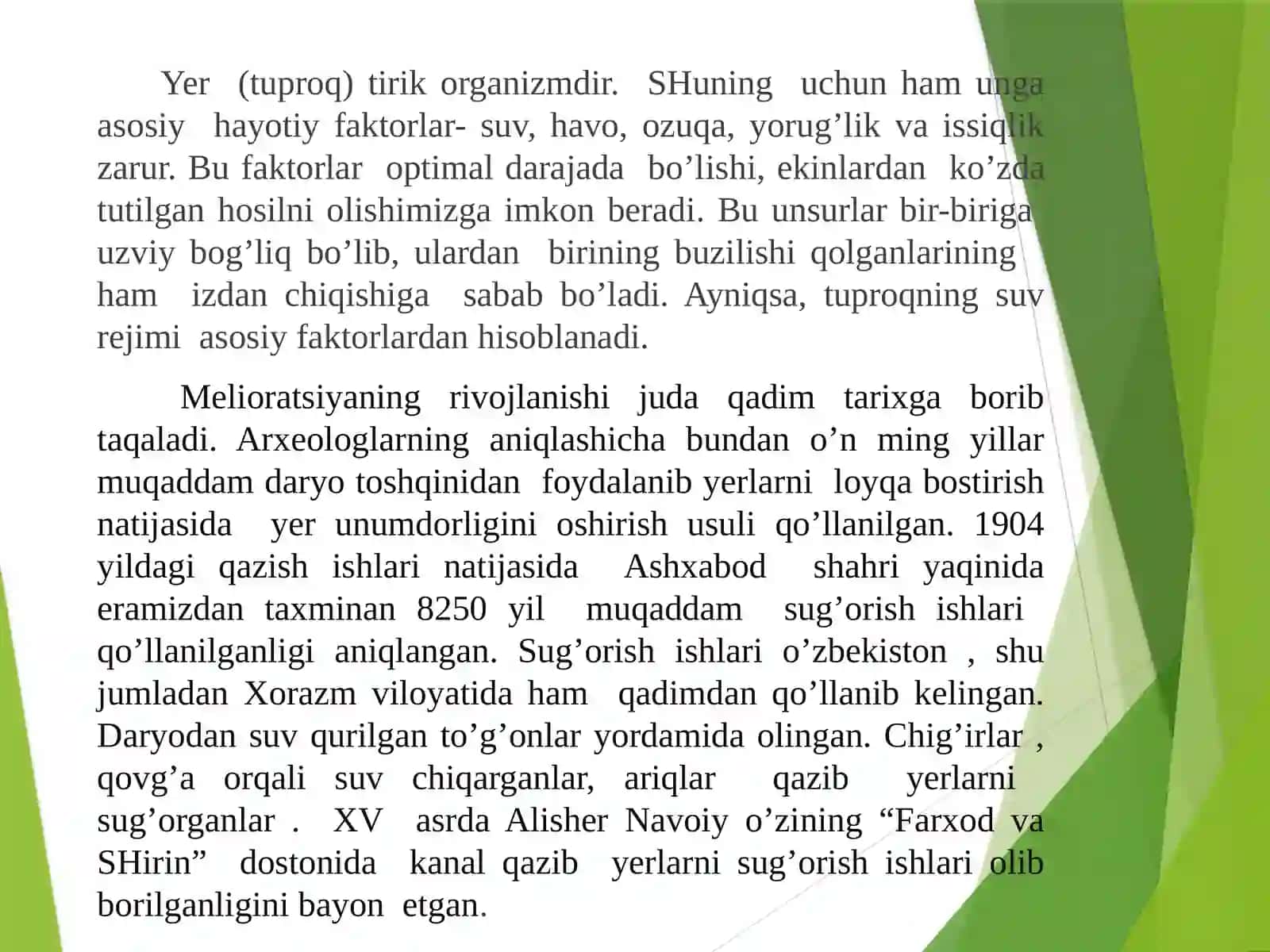 Norkulov U., SHeraliyev X. “Qishloq xo’jalik melioratsiyasi” Darslik 4