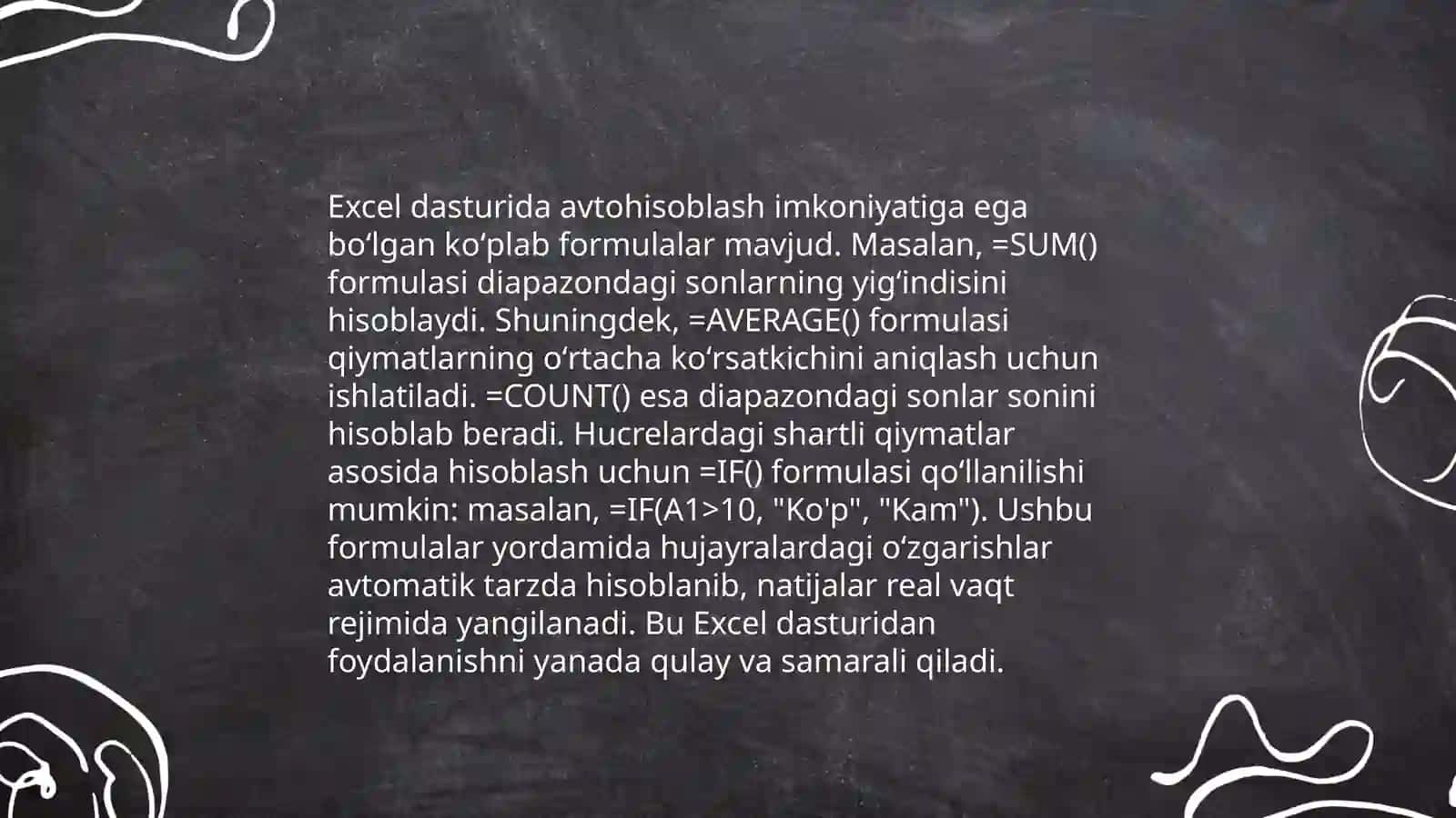 Excel dasturida avtoto'ldirishlar va avtohisoblashlar 4