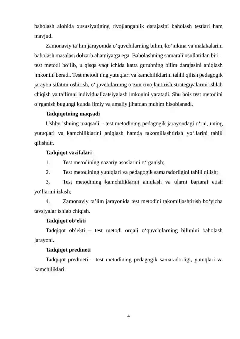 "TEST METODINING YUTUQ VA KAMCHILIKLARI" 4