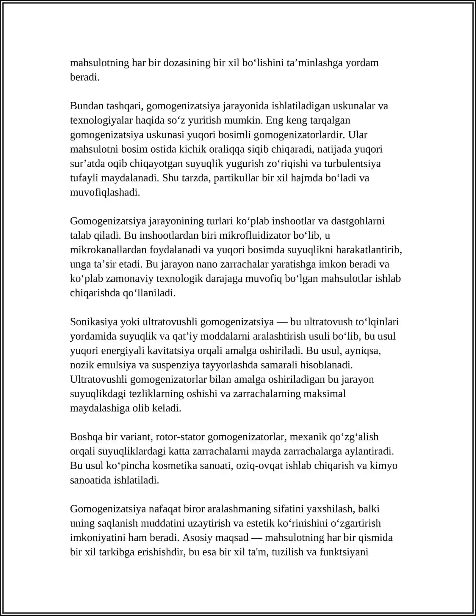 Gomogenizatsiya jarayoni va texnologiyalari 4