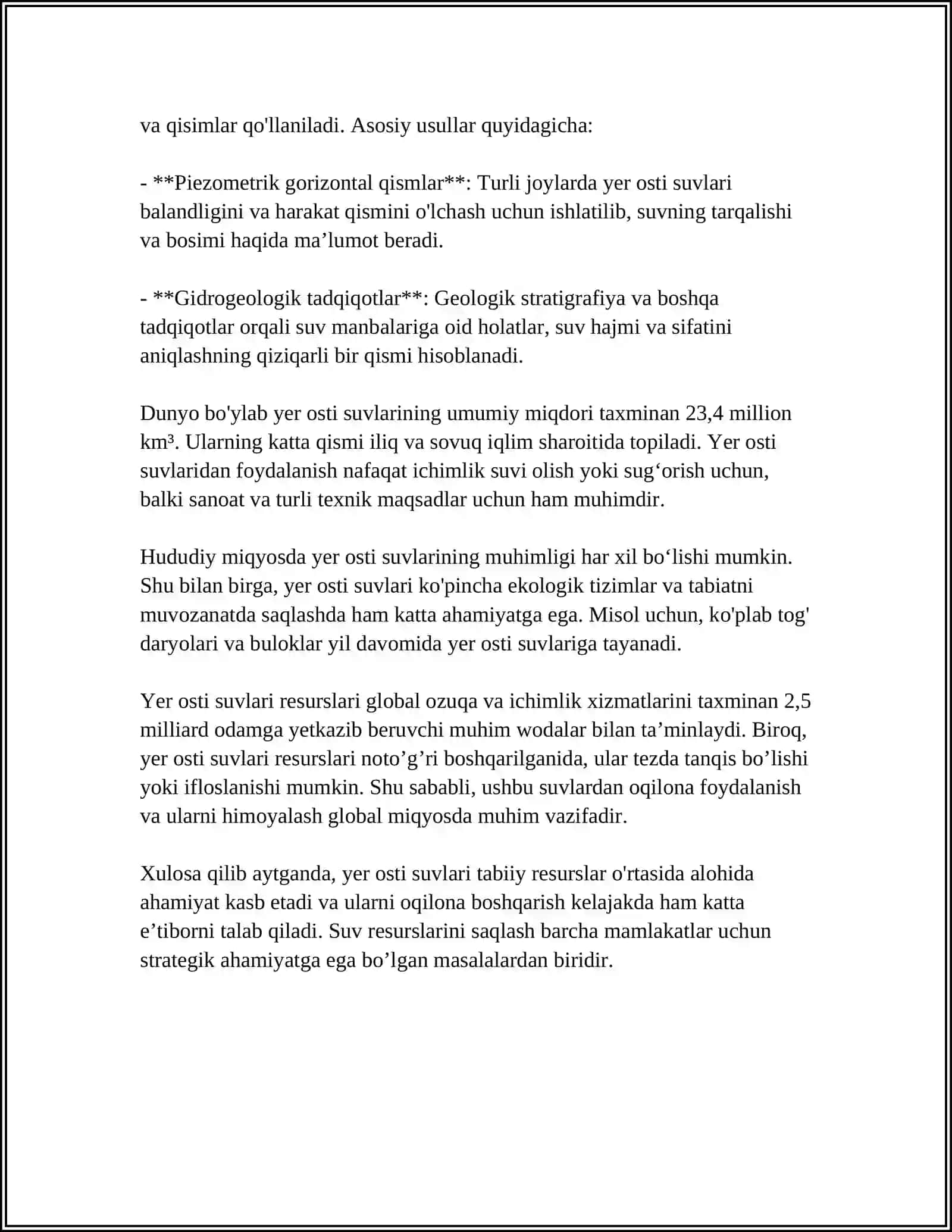 YER OSTI SUVLARINING TURLARI HOSIL BOʻLISHI VA TARKIBI 4