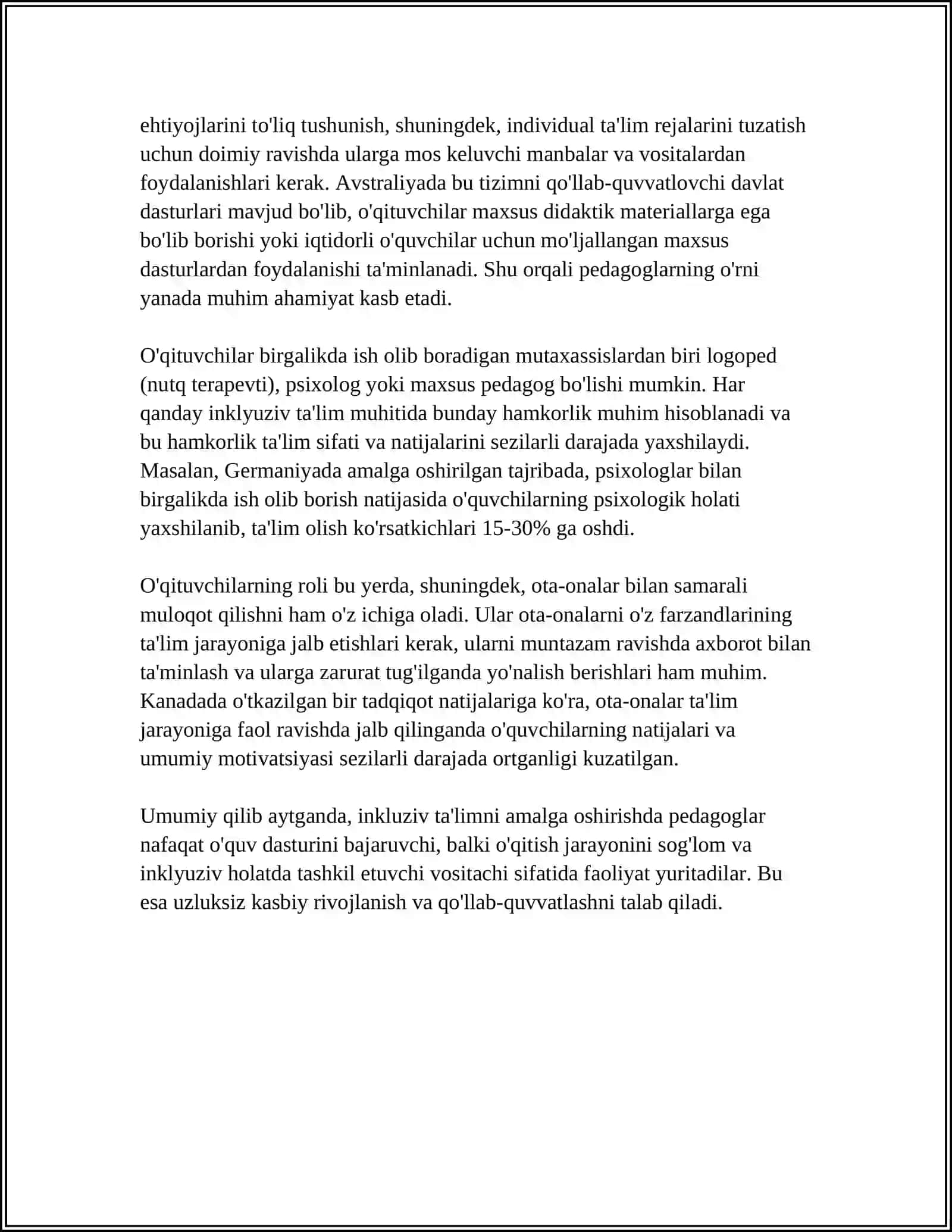 TURLI YO'NALISHDAGI ILMIY TAQDIMOTLARDA INKULIZIV TALIM MUAMMOLARNI O'RGANISH 4