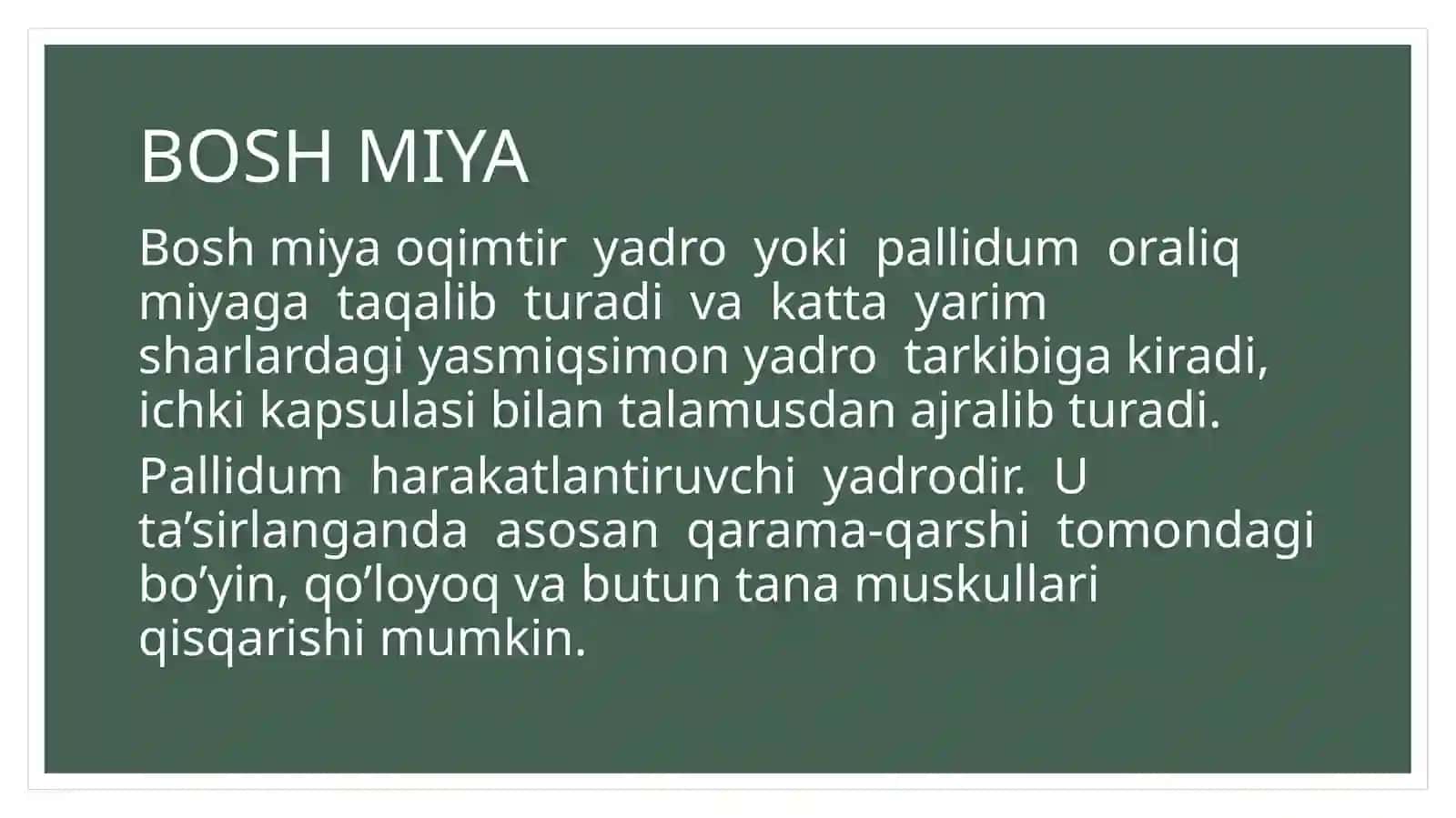 BOSH MIYA YARIM SHARLAR PO’STLOG’INING FIZIOLOGIYASI 4