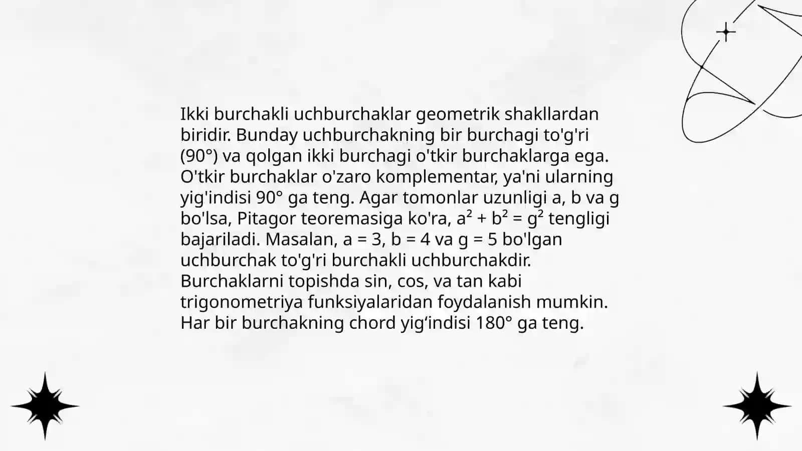 Gipotenuzasi va kateti boʻyicha turi burchakli uchburchak yasash (slayt) 4