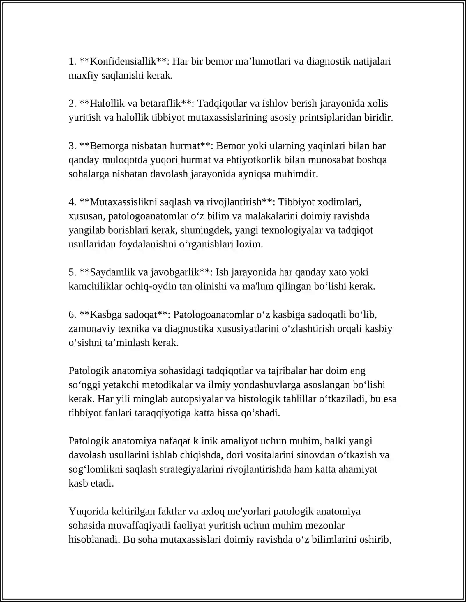 PATOLOGIK ANATOMIYADA ETIKA MUAMMOLARI. SUD-TIBBIYEKSPERTIZADA ETIKA MASALALARI 4