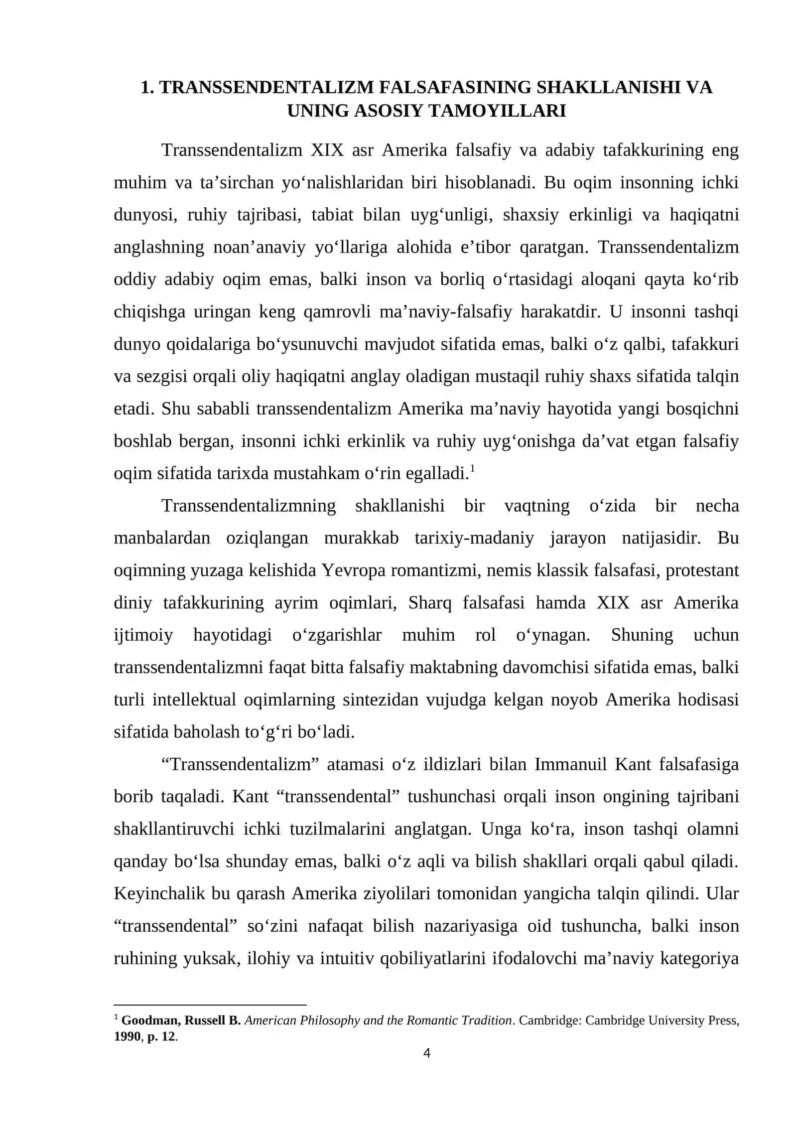 Ralf Valdo Emersonning ‘Self-Reliance’ va ‘Nature’ asarlarida transsendentalizm va individualizm g‘oyasi 4