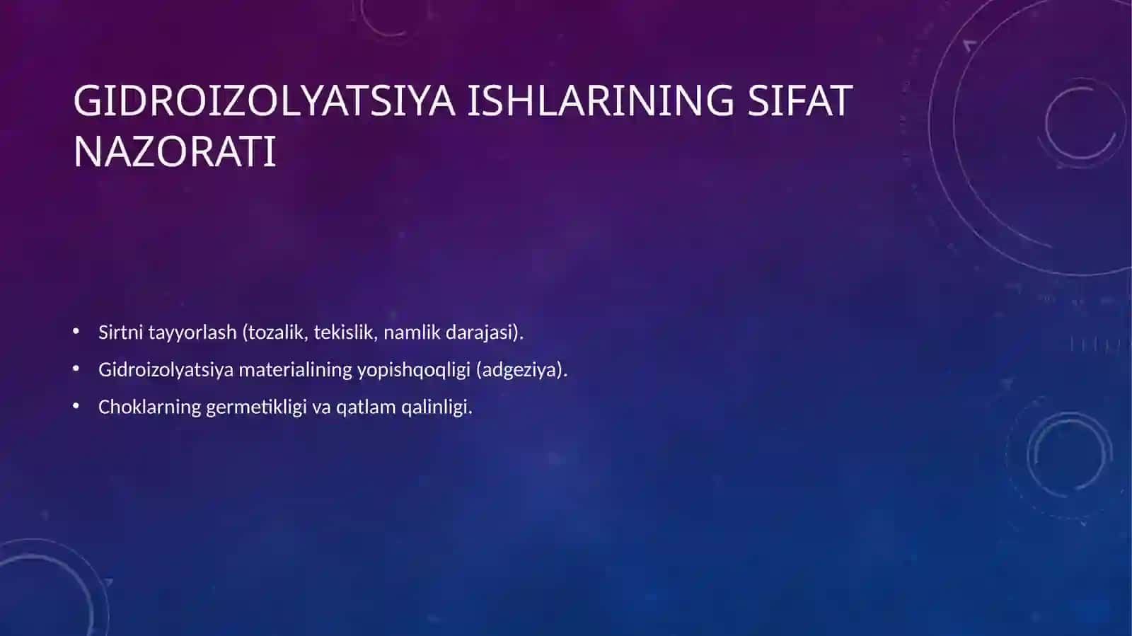 Izolyatsion va tom yopish ishlarining sifat nazorati 4