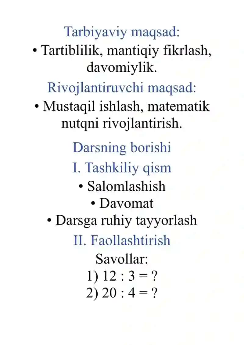 MATEMATIKA FANIDAN DARS ISHLANMA 4